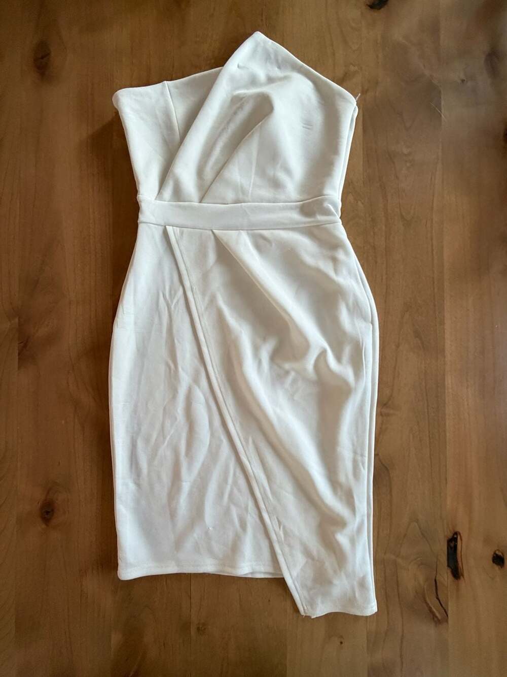 Lulus Strapless Asymmetric Ruched Bodycon Mini Dress Medium